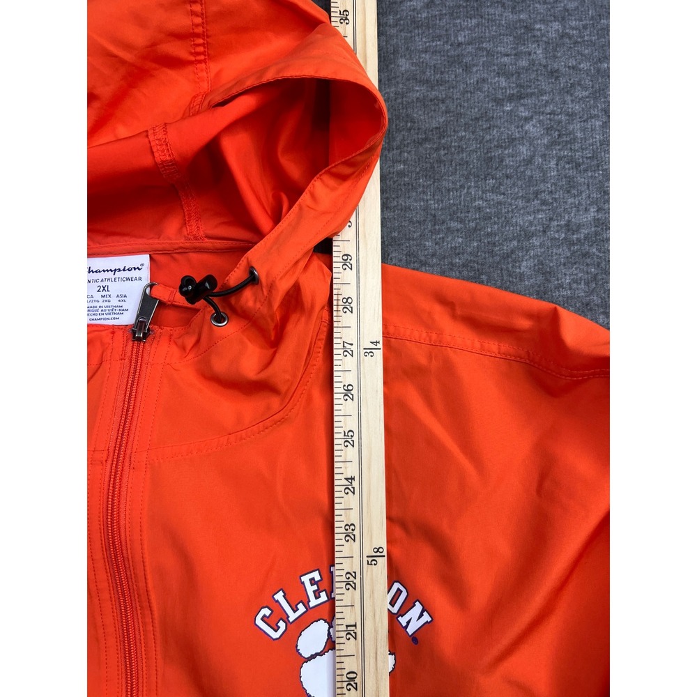 Champion Clemson Tigers Mens 2XL Orange Half Zip Packable Windbreaker Jacket - Picture 13 of 15